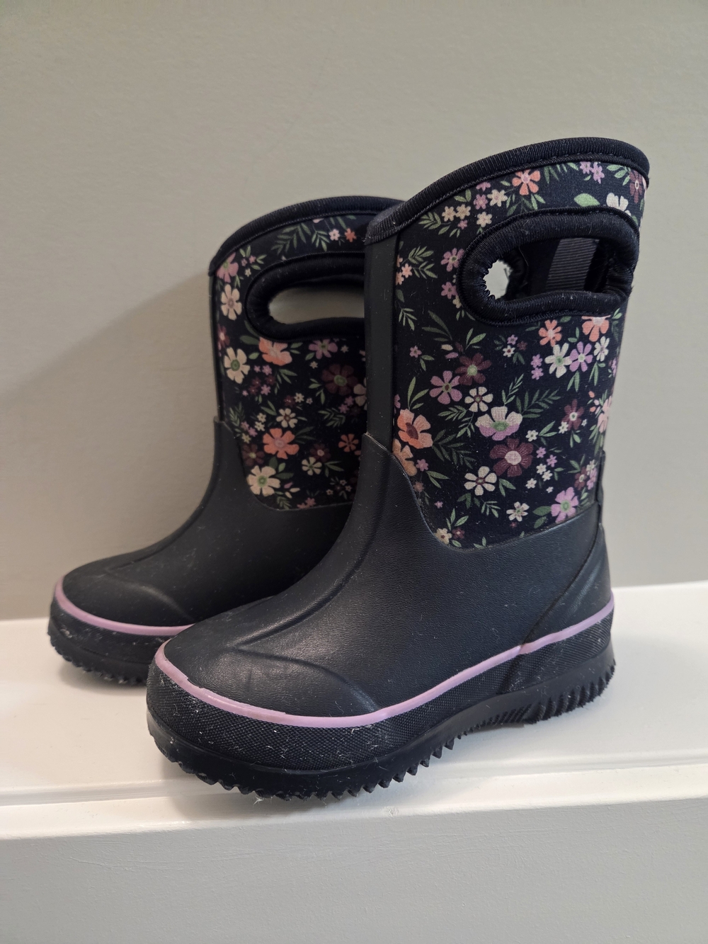 George Neoprene Floral Waterproof Girls Rain Winter Fall Boots Size 8